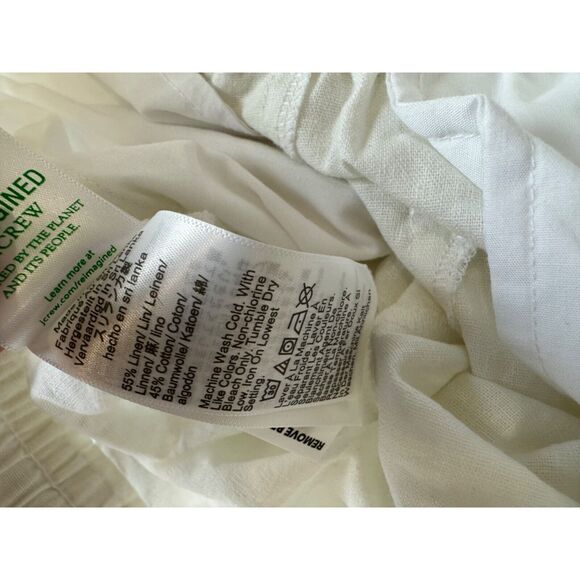 J.Crew Factory Linen Cotton Blend Minimalist Preppy Drawstring Pant White 10 - Picture 5 of 10